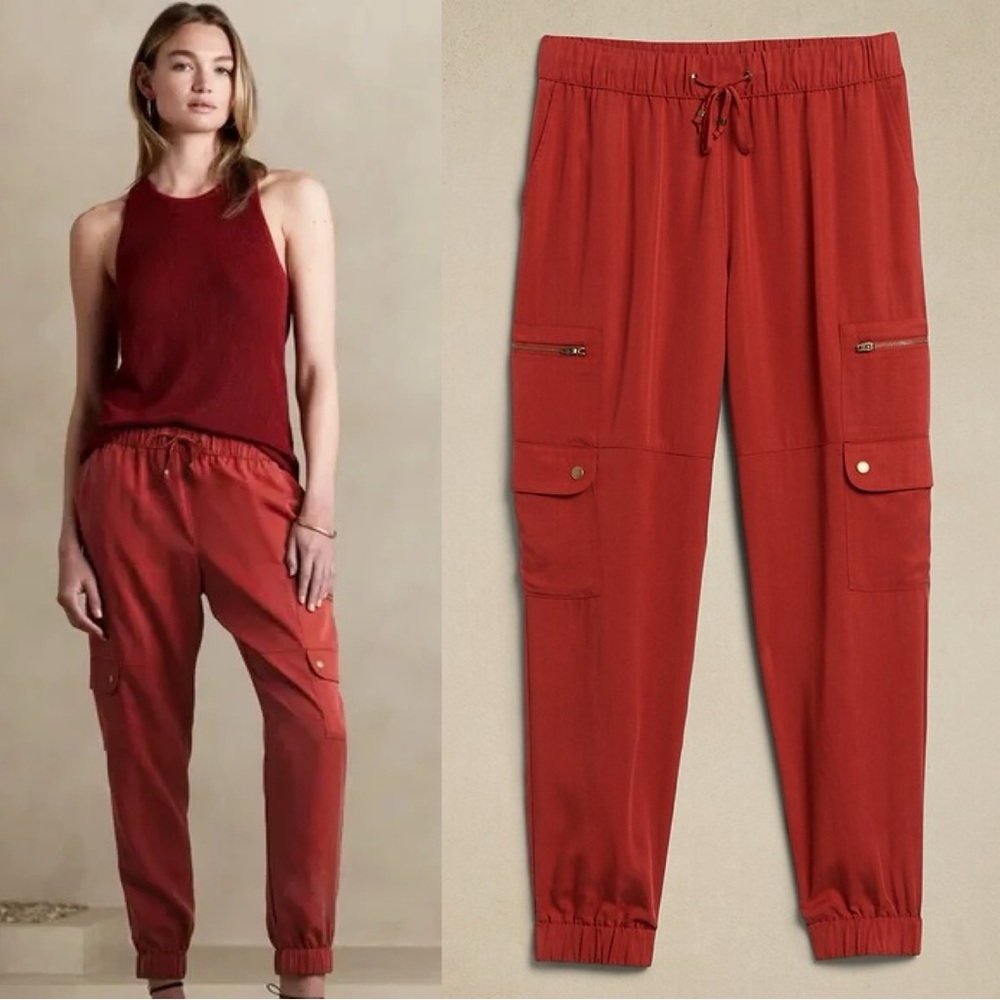 Banana Republic Factory TENCEL Cargo Jogger in Deep Orange - Size XS